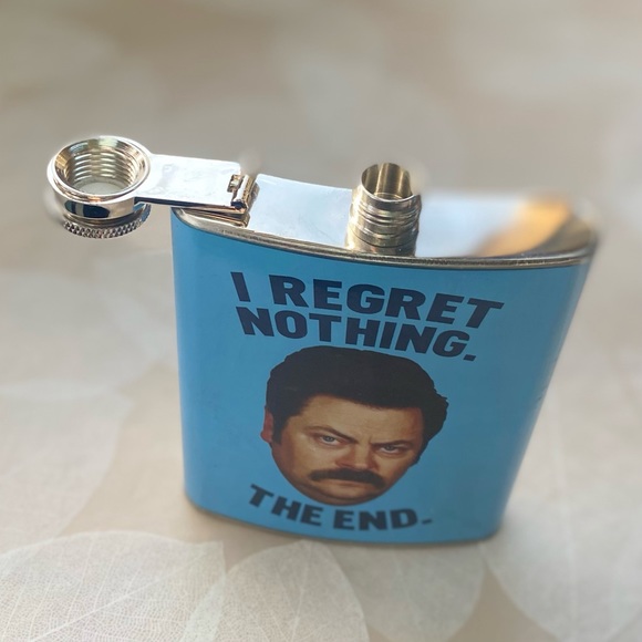 Ron Swanson I Regret Nothing. The End. Flask - Picture 3 of 5